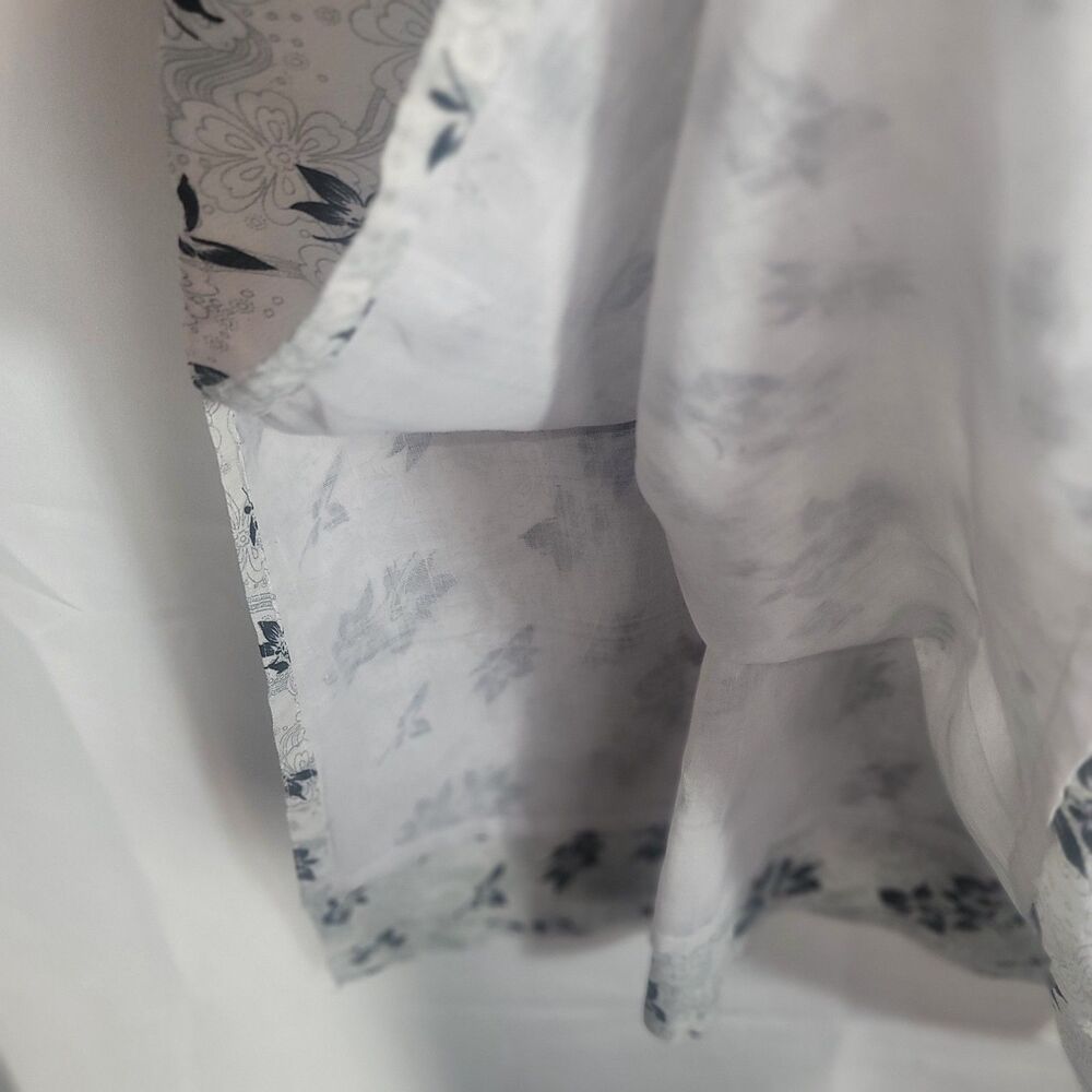 Handmade Artisinal Bohemian Floral Tunic Top Or Dress Short Sleeve White Black M - Picture 4 of 9